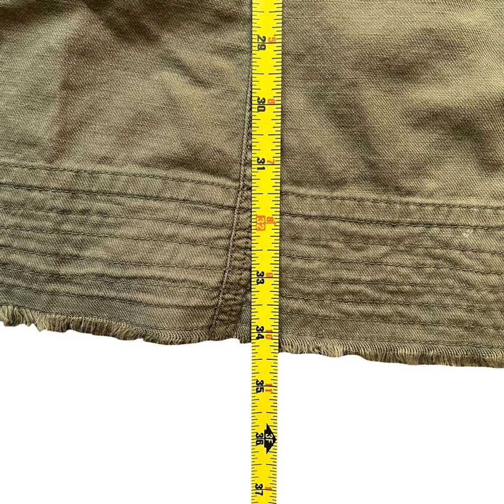 Anthropologie Pilcro Moss Flutter Sleeve Button Front Tunic Dress Olive Green L - Picture 11 of 11